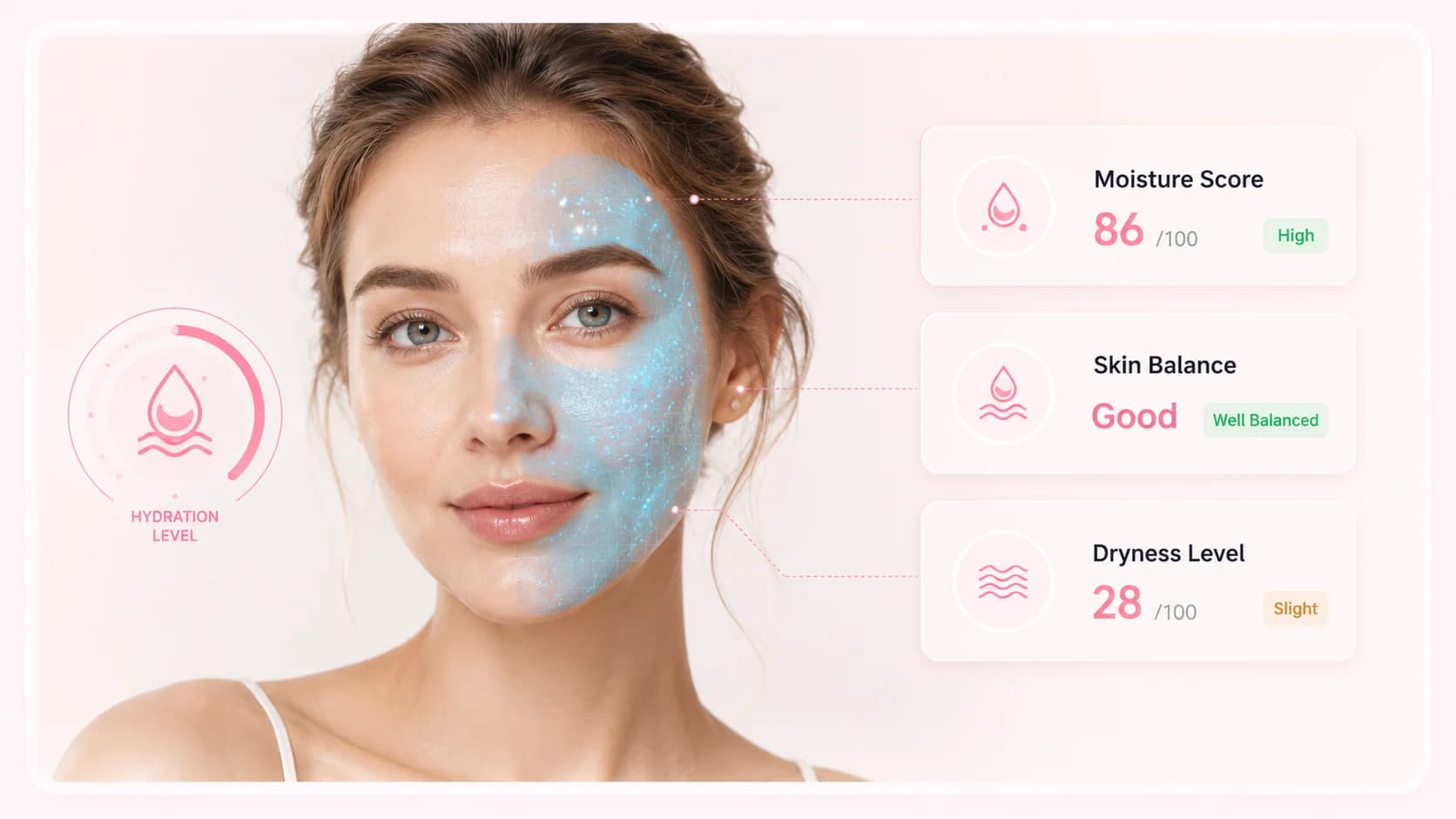 Online AI skin analyzer report for skin type and concerns